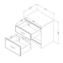 2-Drawer Nightstand - Versa Gray Maple