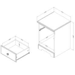 1-Drawer Nightstand Summer Breeze - White Pine