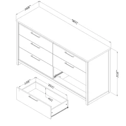 6-Drawers Dresser - - Munich Soft Elm and White