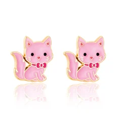 Earrings - pink Cat