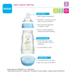 Easy Start Anti-Colic Baby 9oz Bottle Set of 2 - Blue