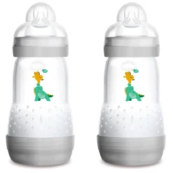 Easy Start Anti-Colic Baby 9oz Bottle (2) - Grey/Ivory