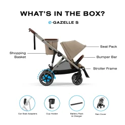 eGazelle S Electronic Assist Stroller - Taupe Frame with Almond Beige Seat