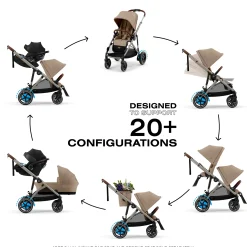 eGazelle S Electronic Assist Stroller - Taupe Frame with Almond Beige Seat