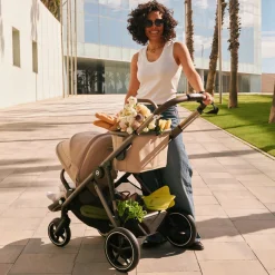 eGazelle S Electronic Assist Stroller - Taupe Frame with Almond Beige Seat