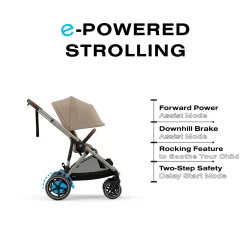 eGazelle S Electronic Assist Stroller - Taupe Frame with Almond Beige Seat