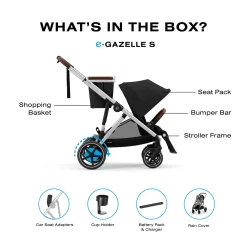 eGazelle S Electronic Assist Stroller - Silver Frame with Moon Black Seat