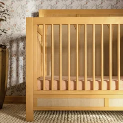 Eloise 4-in-1 Convertible Crib - Honey & Performance Sand Eco-Weave