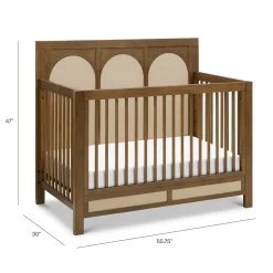 Eloise 4-in-1 Convertible Crib - Walnut & Performance Sand Eco-Weave
