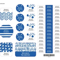 Essential Name Labels - Blue patterns
