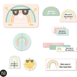 Essential Name Labels - Pink Rainbows