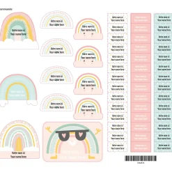Essential Name Labels - Pink Rainbows