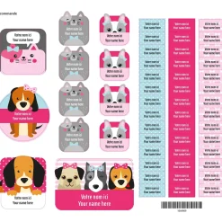 Essential Name Labels - Pink Dog
