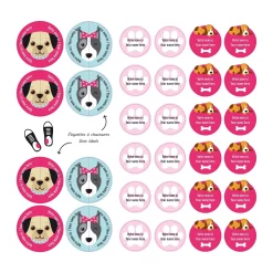 Essential Name Labels - Pink Dog