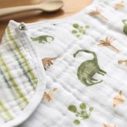 Essentials Cotton Muslin Burpy Bib - Dinosaurs