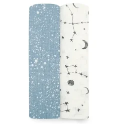 Essentials Silky Soft Muslin Swaddles 2 Pack - Cosmic galaxy