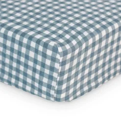 Fitted Crib Sheet - Navy Gingham