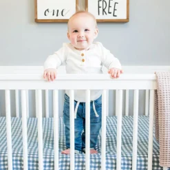 Fitted Crib Sheet - Navy Gingham