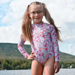 Flowers Long Sleeve Swimsuit 2-14y