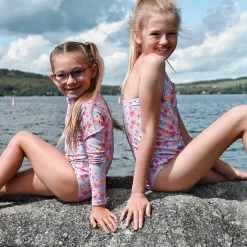 Flowers Long Sleeve Swimsuit 2-14y
