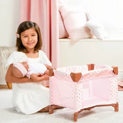 Folding Playpen for Baby Doll - Pink Stars