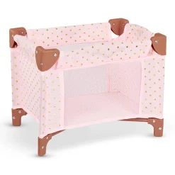 Folding Playpen for Baby Doll - Pink Stars