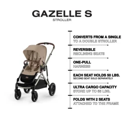 Gazelle S 2 Stroller - Taupe Frame with Almond Beige Seat