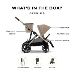Gazelle S 2 Stroller - Taupe Frame with Almond Beige Seat