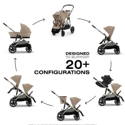 Gazelle S 2 Stroller - Taupe Frame with Almond Beige Seat