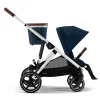 Gazelle S Stroller - Silver Frame with Ocean Blue Seat
