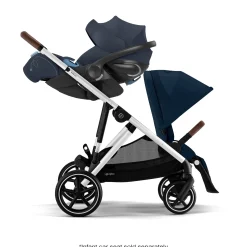 Gazelle S Stroller - Silver Frame with Ocean Blue Seat