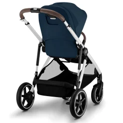 Gazelle S Stroller - Silver Frame with Ocean Blue Seat