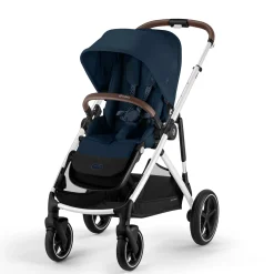 Gazelle S Stroller - Silver Frame with Ocean Blue Seat