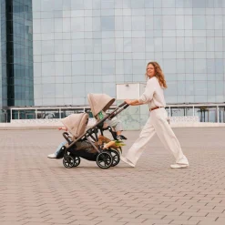 Gazelle S Stroller - Taupe Frame with Seashell Beige Seat