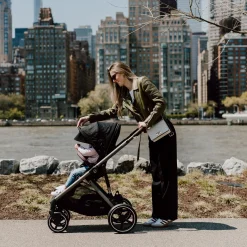 Gazelle S Stroller - Taupe Frame with Moon Black Seat