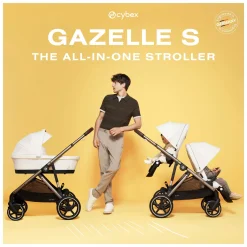 Gazelle S Stroller - Taupe Frame with Moon Black Seat