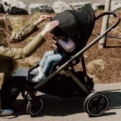 Gazelle S Stroller - Taupe Frame with Moon Black Seat