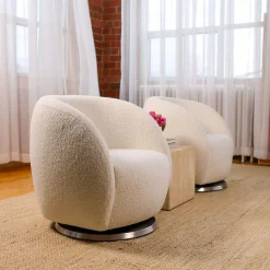 Gem Rocking and Swivel Glider - Sheepskin / Gold