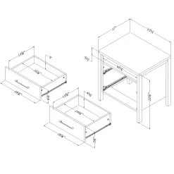 Gravity 2-Drawer Nightstand with Storage - Gray Maple