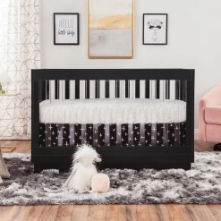Harlow 3-in-1 Convertible Crib with Toddler Bed Conversion Kit - Black / Acrylic