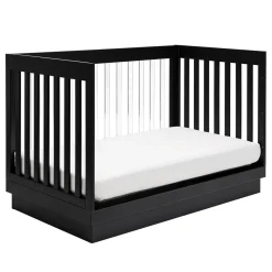 Harlow 3-in-1 Convertible Crib with Toddler Bed Conversion Kit - Black / Acrylic
