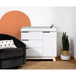 Hudson 3-Drawer Changer Dresser with Removable Changing Tray - White