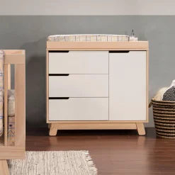 Hudson 3-Drawer Changer Dresser with Removable Changing Tray - Washed Natural / White