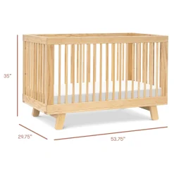 Hudson 3-in-1 Convertible Crib with Toddler Bed Conversion Kit - Natural Finish