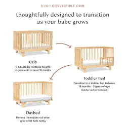 Hudson 3-in-1 Convertible Crib with Toddler Bed Conversion Kit - Natural Finish