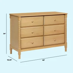 Jenny Lind Spindle 6-Drawer Dresser - Honey