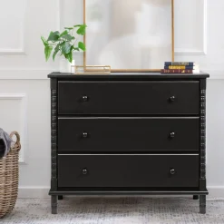 Jenny Lind Spindle 3-Drawer Dresser - Ebony Black