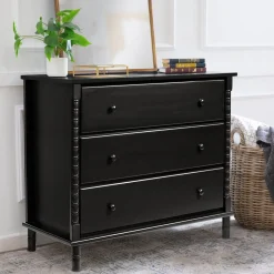 Jenny Lind Spindle 3-Drawer Dresser - Ebony Black