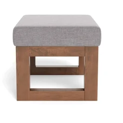 Joya Ottoman - Pebble Grey / Walnut
