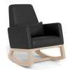 Joya Rocking Chair - Black Leather / Natural Wood